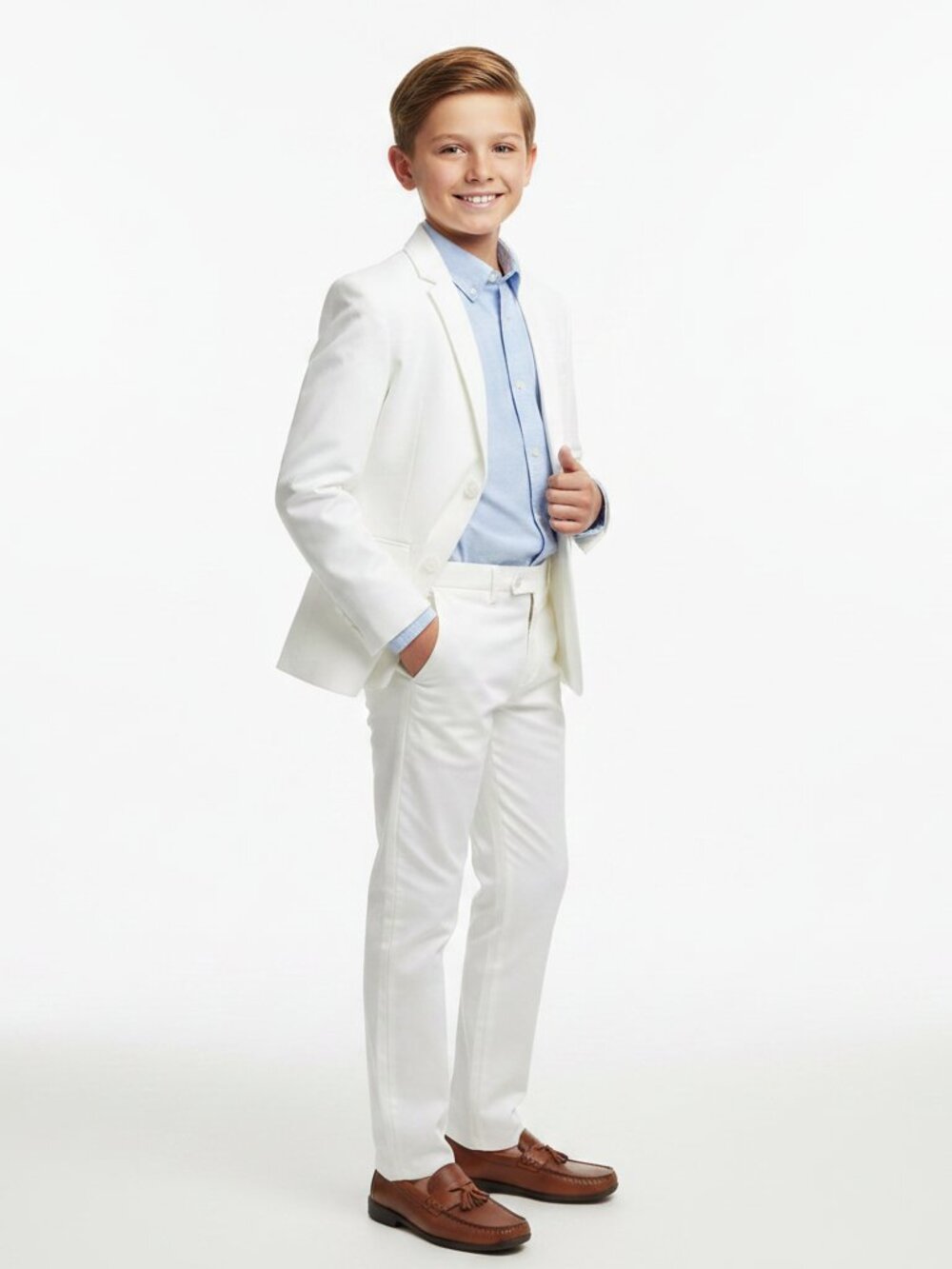 Andy & Evan Boys White Suit Jacket Pants NWT Size 14 2-Piece Formal